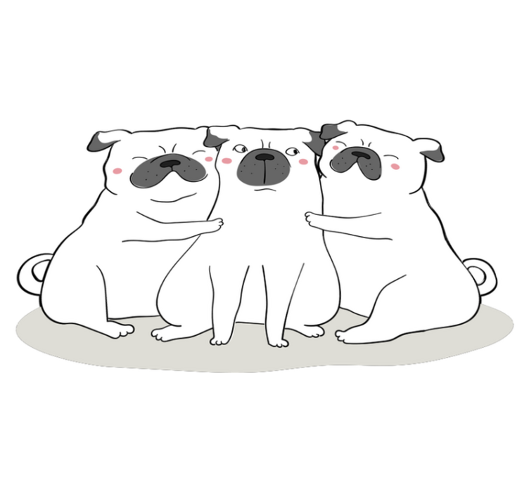 Tapete de vinil de animais 3 pugs amigáveis - TenStickers
