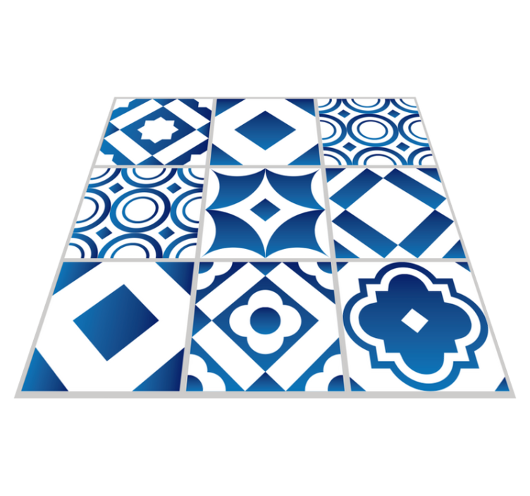 Tapete de vinil para cozinha azulejos azuis - TenStickers