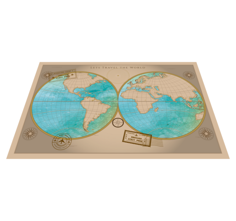 Tapete de vinil mapa do mundo vintage - TenStickers