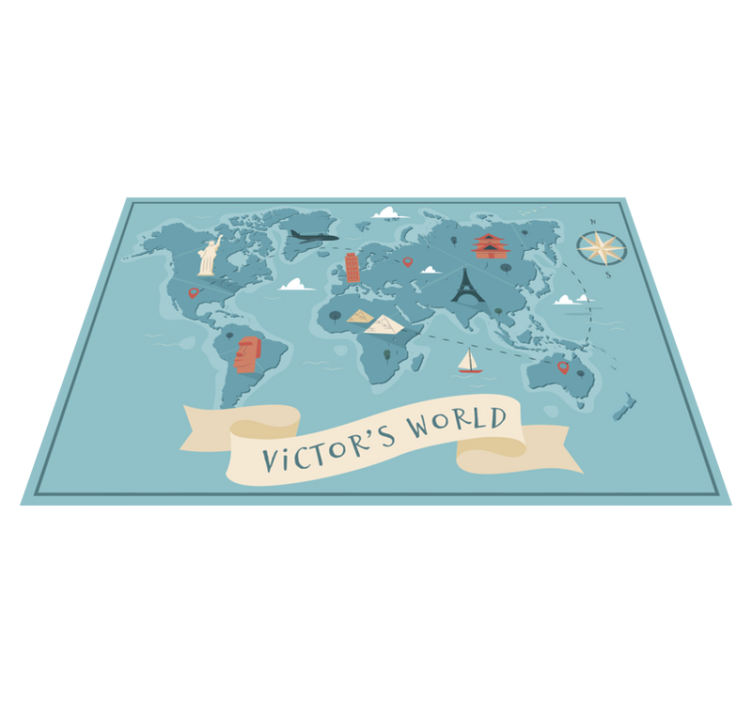 Tapete de vinil mapa mundo com nome - TenStickers