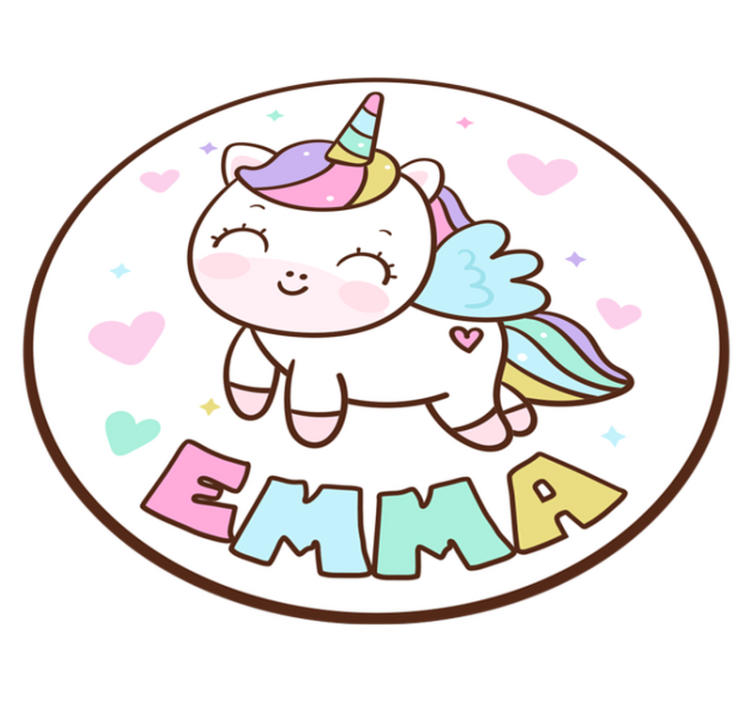 Tapete de vinil infantil Unicórnio com nome - TenStickers