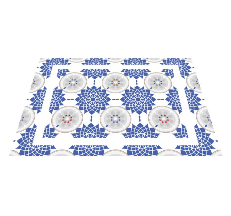 Azulejos azuis mandala tapete de vinil - TenStickers