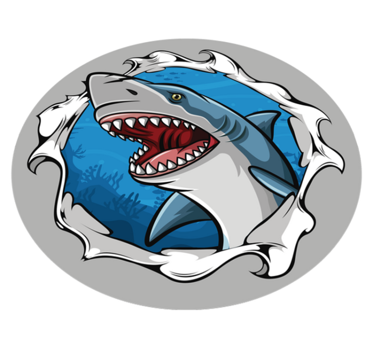 Tapete de vinil animal grande tubarão 3d - TenStickers