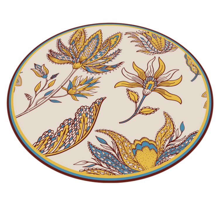 Conjunto de flores paisley tapete do quarto de vinil - TenStickers