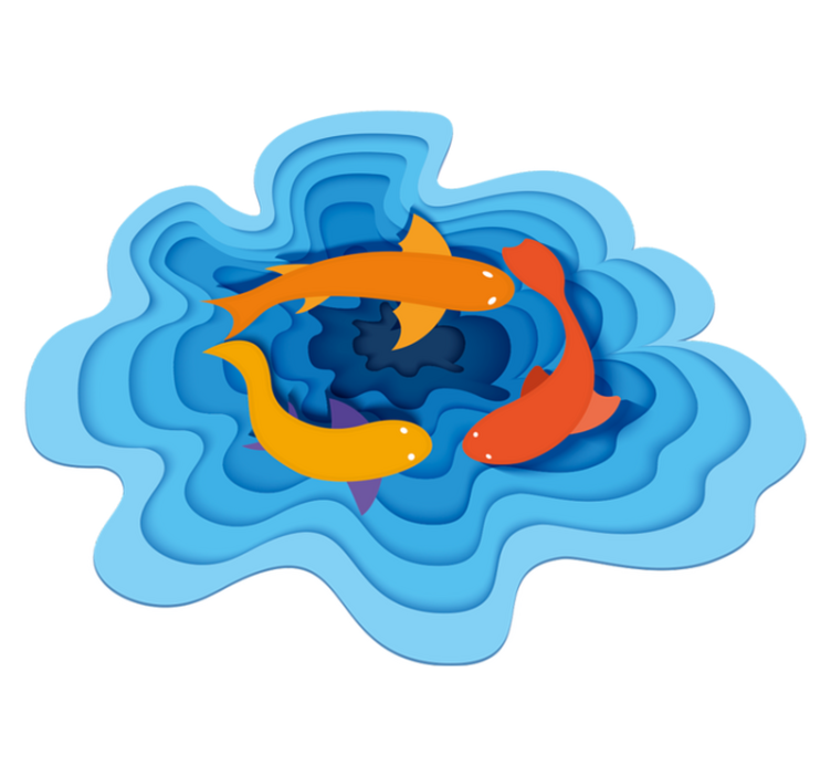 Tapete de vinil animal aquário peixes redondos - TenStickers