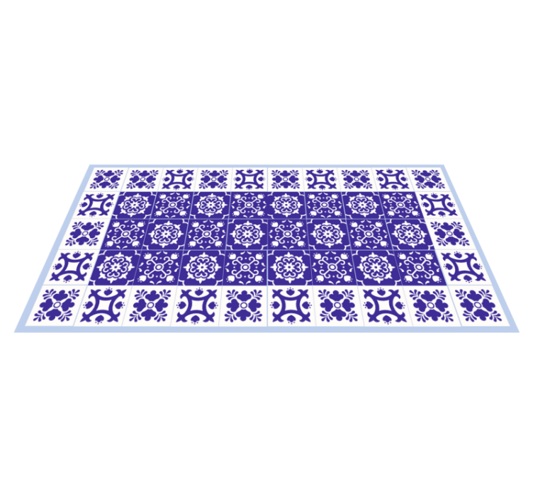 Adorável carpete azulejo branco e azul - TenStickers