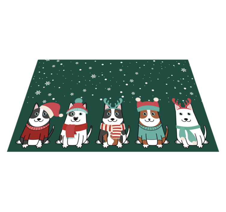 Tapete vinílico do Natal conjunto de cães festivos - TenStickers