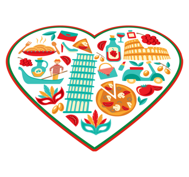 Tapete moderno de ícones mais famosos da itália - TenStickers