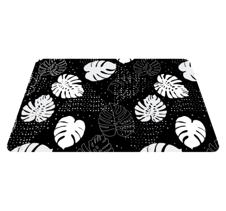 Monstera preto e branco deixa tapete natural - TenStickers