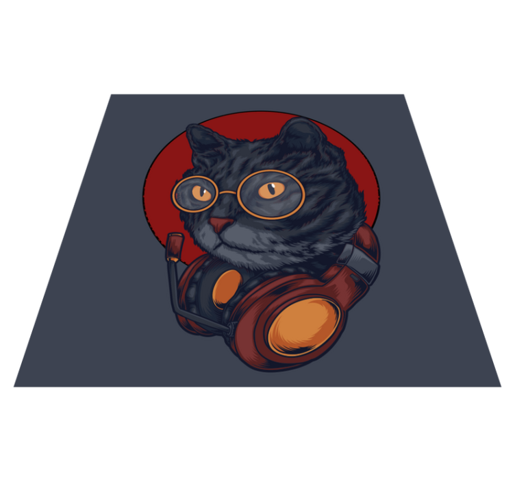 Gato música ilustração animal tapete - TenStickers