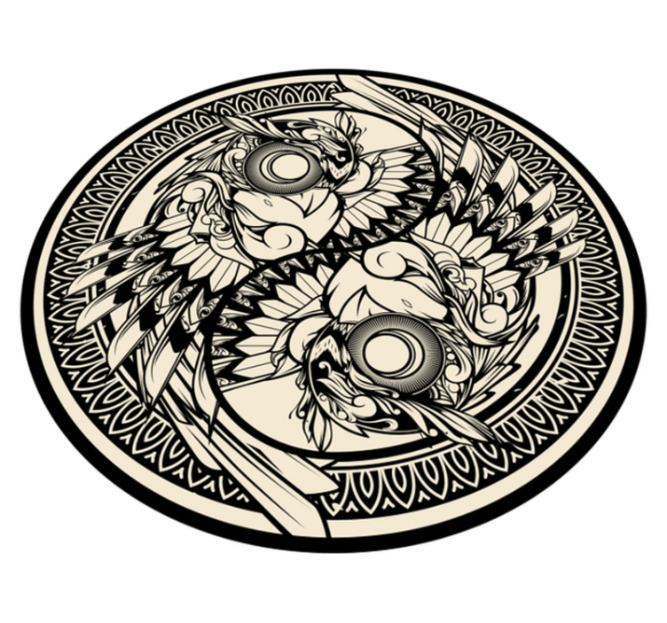 Yin yang coruja doodle enfeite tapete de quarto - TenStickers