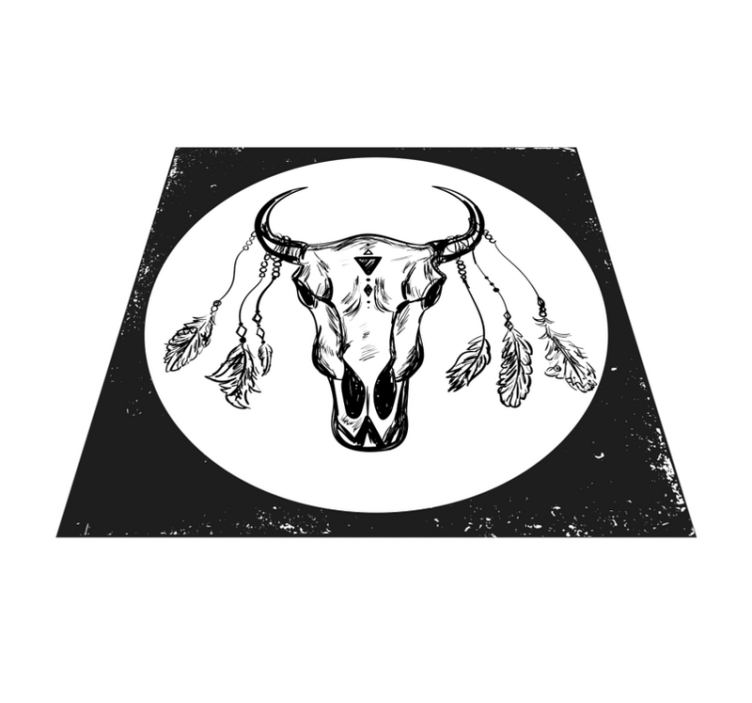 Caveira vaca boho composição étnica tapete - TenStickers