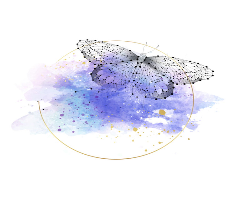 Tapete vinílico flores e plantas aquarela de borboleta - TenStickers