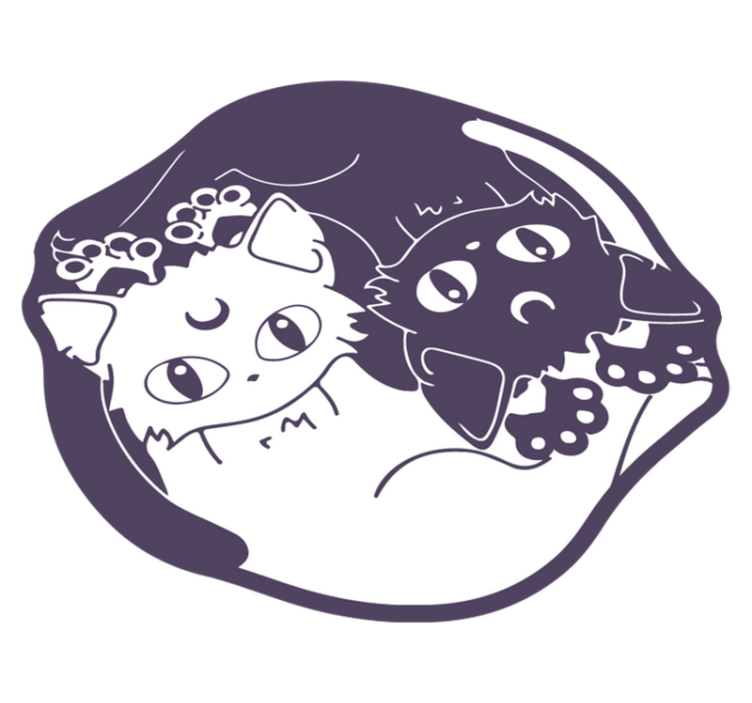 Tapete de vinil anime cat yin yang - TenStickers