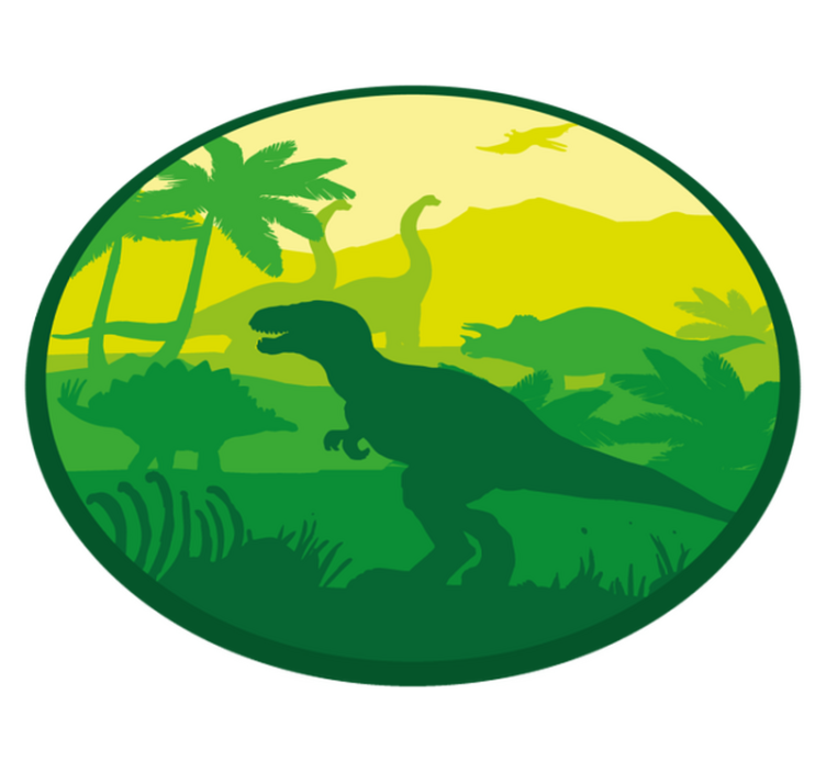 Silhueta de dinossauros em tapete circular de paisagem - TenStickers