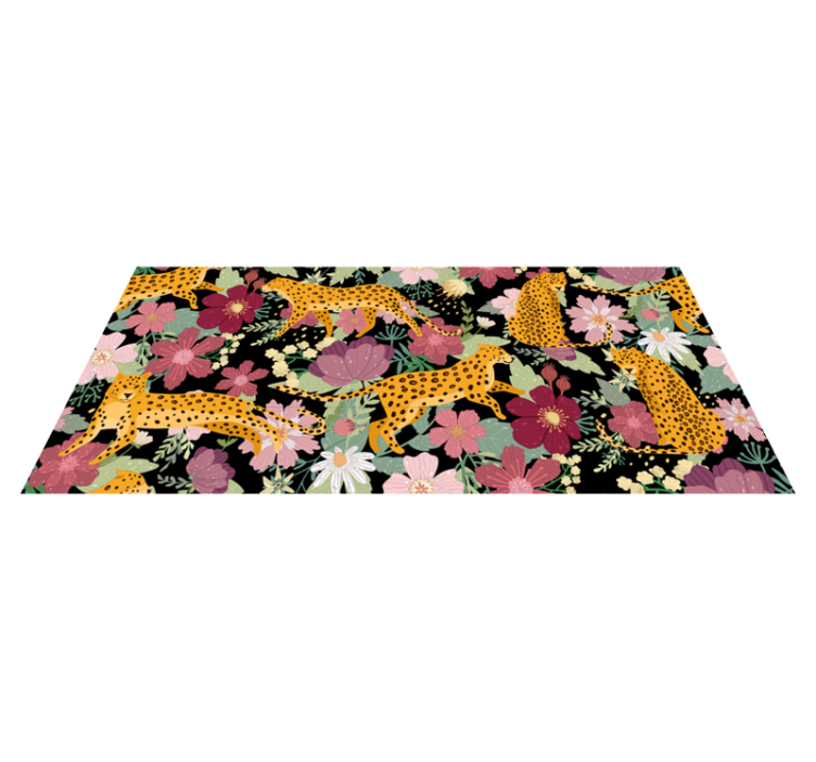 Tapete de vinil com estampa de leopardo e flores com estampa anim - TenStickers