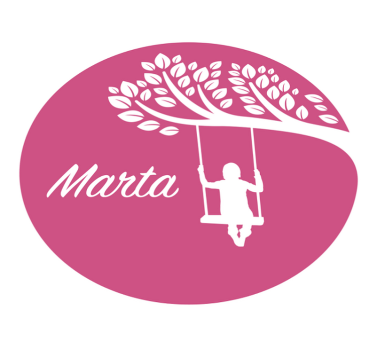 Garota no balanço de fundo rosa infantil tapete de vinil - TenStickers