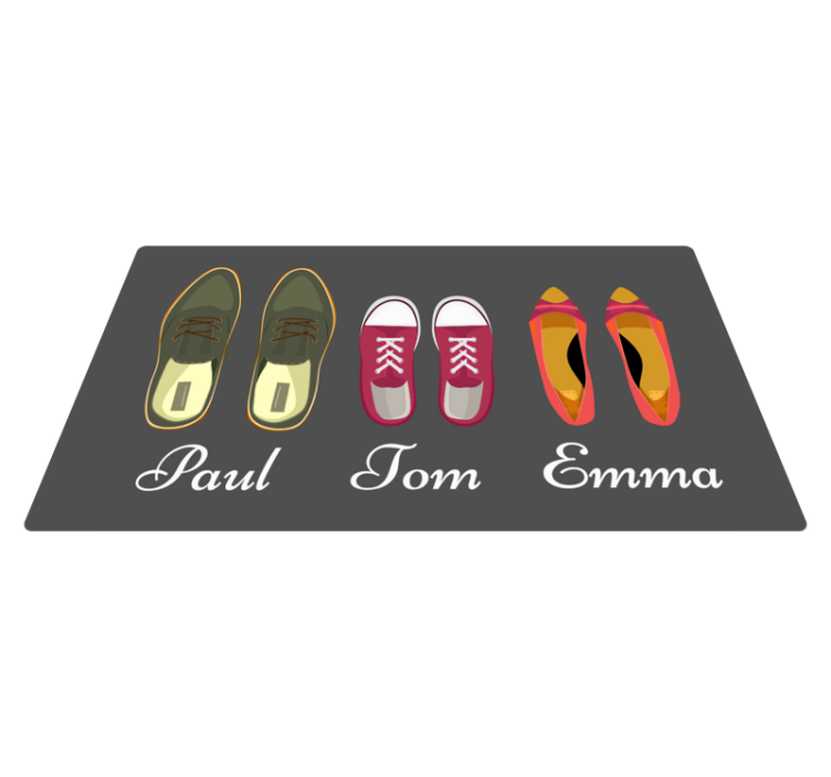 Nomes de familiares com tapete personalizado de sapatos - TenStickers