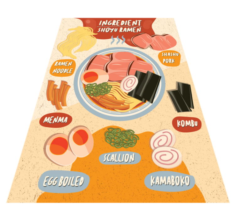 Tapete vinílico cozinha exibição de ingredientes de ramen - TenStickers