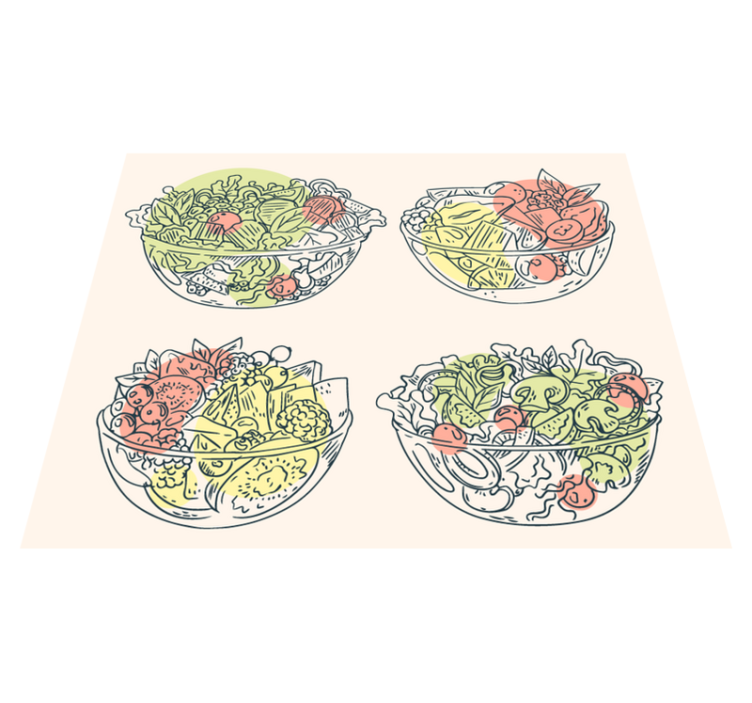 Salada de desenho animado em azulejos de cozinha de tigela - TenStickers