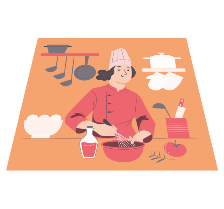 Pastelaria chef desenho animado piso de cerâmica - TenStickers