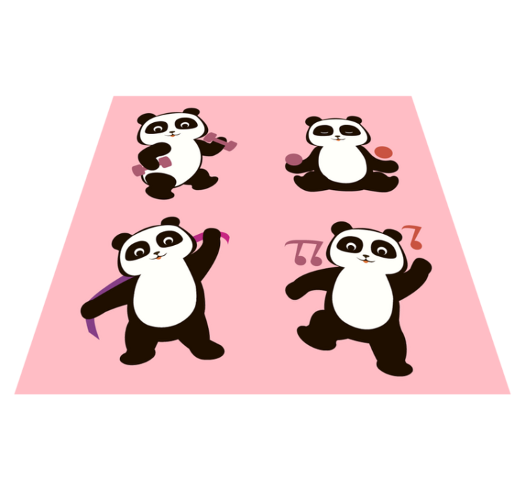 Tapete vinílico infantis motivo de dança panda - TenStickers