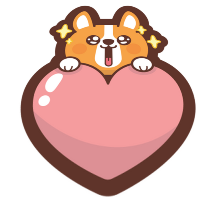 Tapete vinílico criança ilustração de coração de corgi - TenStickers