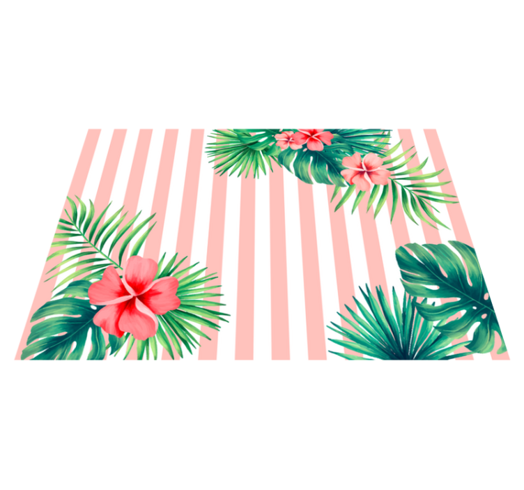 Folhas tropicais com riscas tapete floral - TenStickers