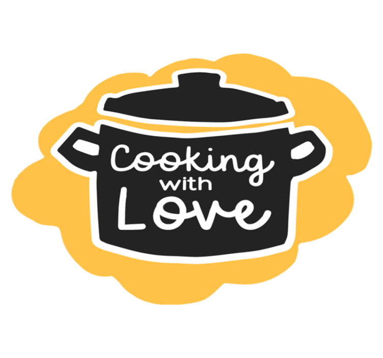Tapete vinílico cozinha cozinhar na panela com amor - TenStickers