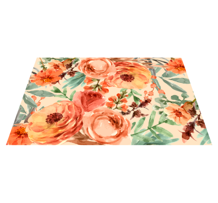 Peônia aquarela flores floral vinil tapete - TenStickers