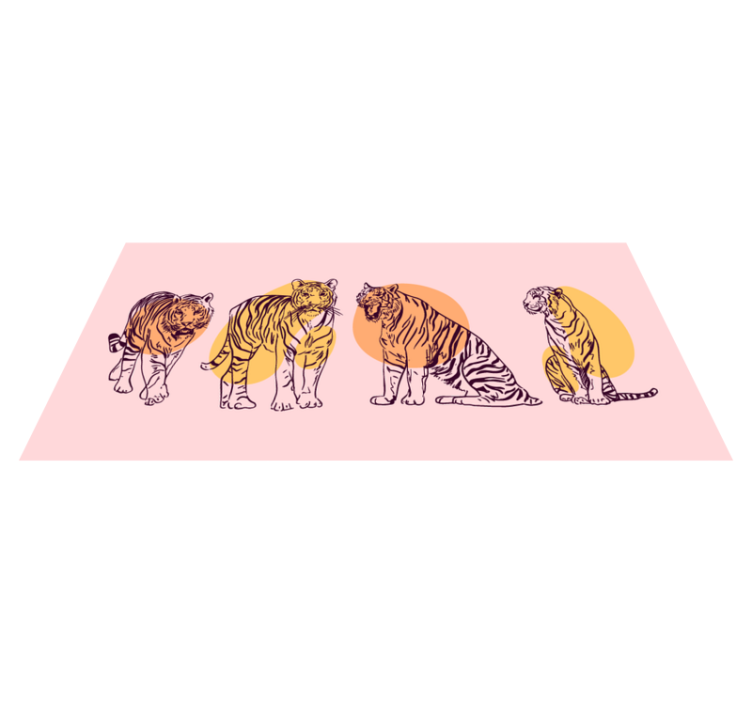Tapete vinílico de animais ilustração de tigre emoldurada - TenStickers
