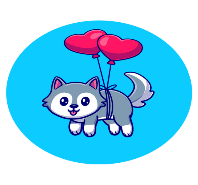 Tapete vinílico de animais filhote de lobo com balões - TenStickers