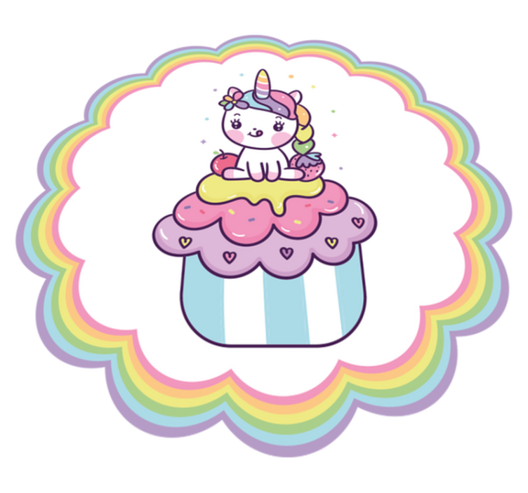 tapete de vinil Unicórnio em um grande cupcake - TenStickers