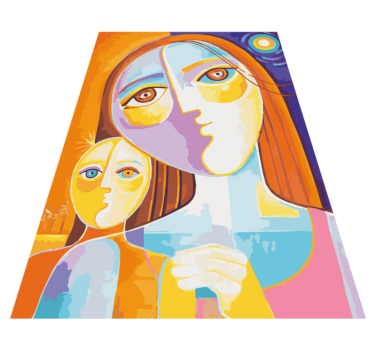 Tapete vinílico mosaico rostos abstratos coloridos - TenStickers