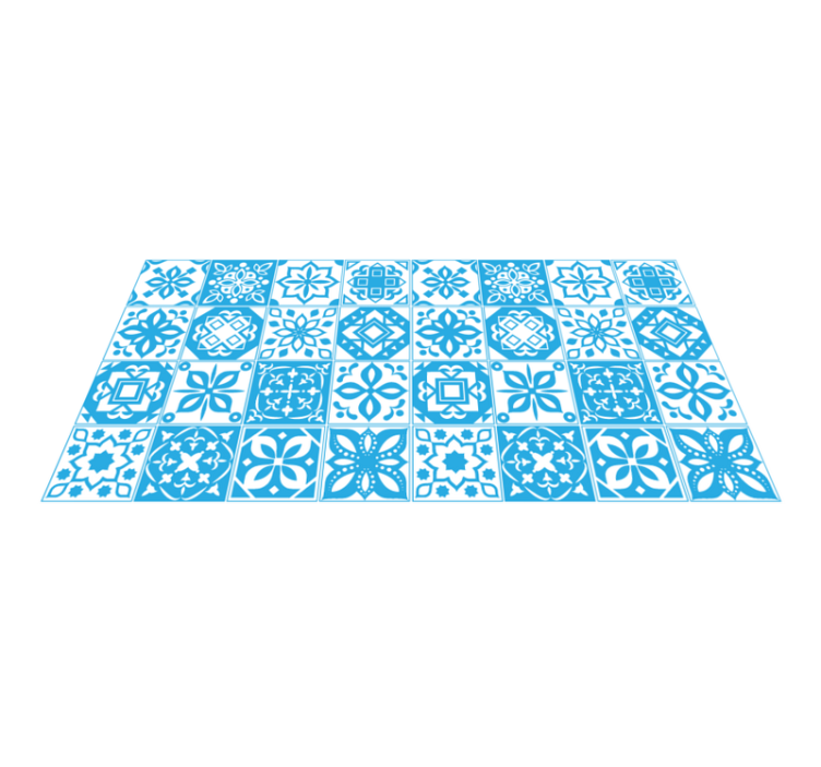 Tapete de ladrilhos de patchwork azul branco - TenStickers