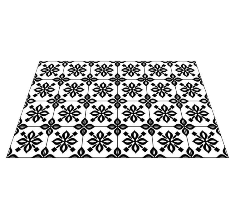 Tapete de telha mandala preto e branco - TenStickers