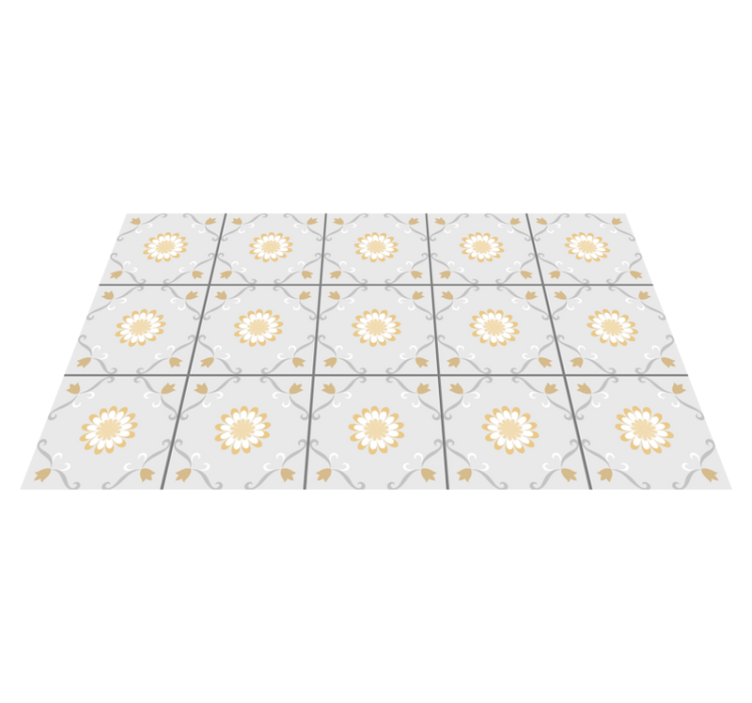 Cozinha de azulejos cinza e amarelo chão de cozinha - TenStickers