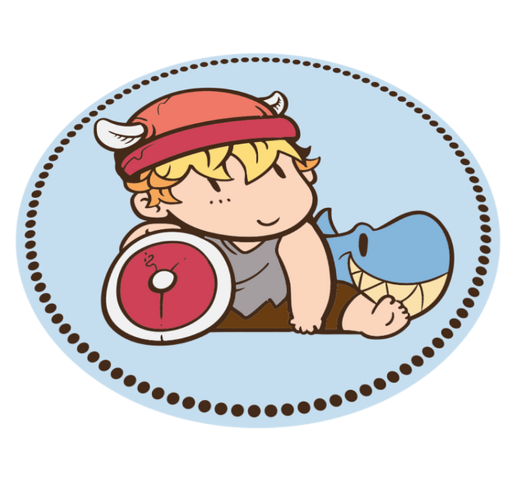 Bebê fofo viking com elmo tapete étnico - TenStickers