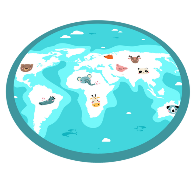 Tapete vinílico criança mapa mundial de animais - TenStickers
