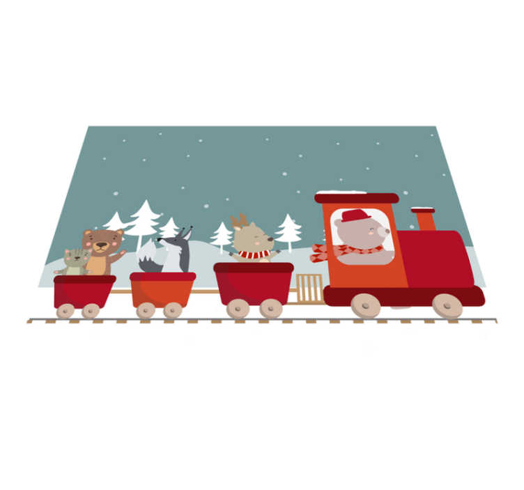 Tapete vinílico criança aventura de trem animal - TenStickers