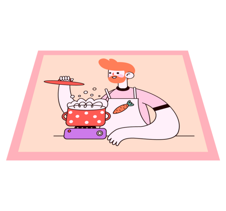 Tapete vinílico cozinha homem ruivo cozinhando - TenStickers