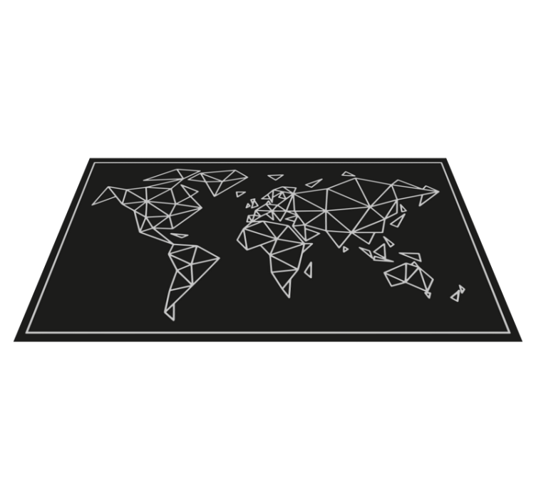 Tapete de mapa-múndi em origami preto e branco - TenStickers