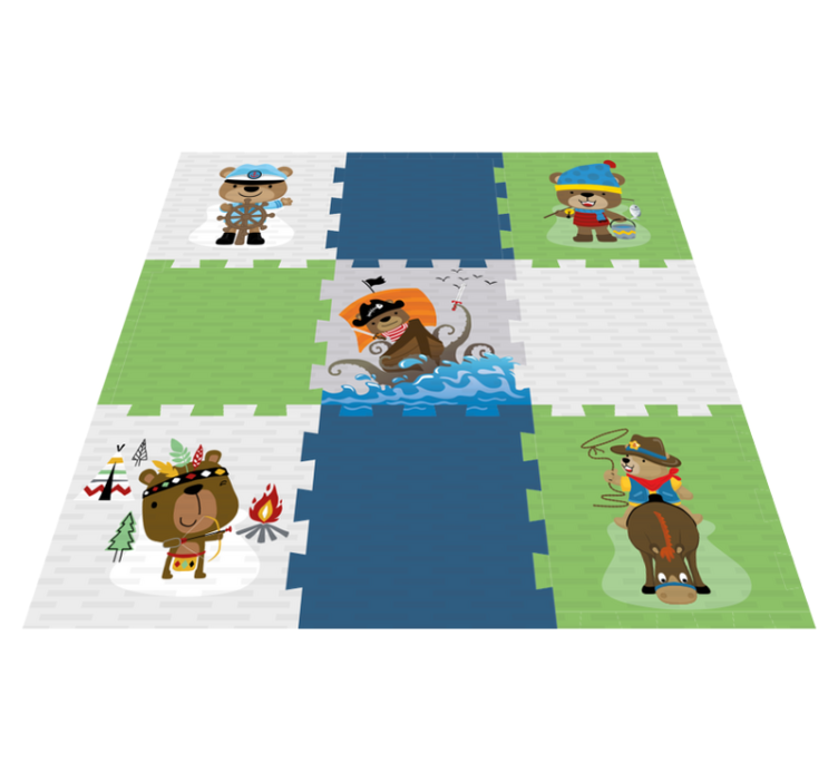 Tapete vinílico criança aventura de urso fofo - TenStickers