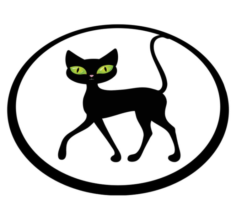 Gato preto em piso de casa de banhocom fundo branco - TenStickers