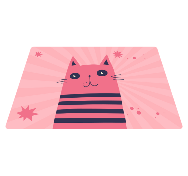 Tapete vinílico criança ilustração de gato rosa - TenStickers