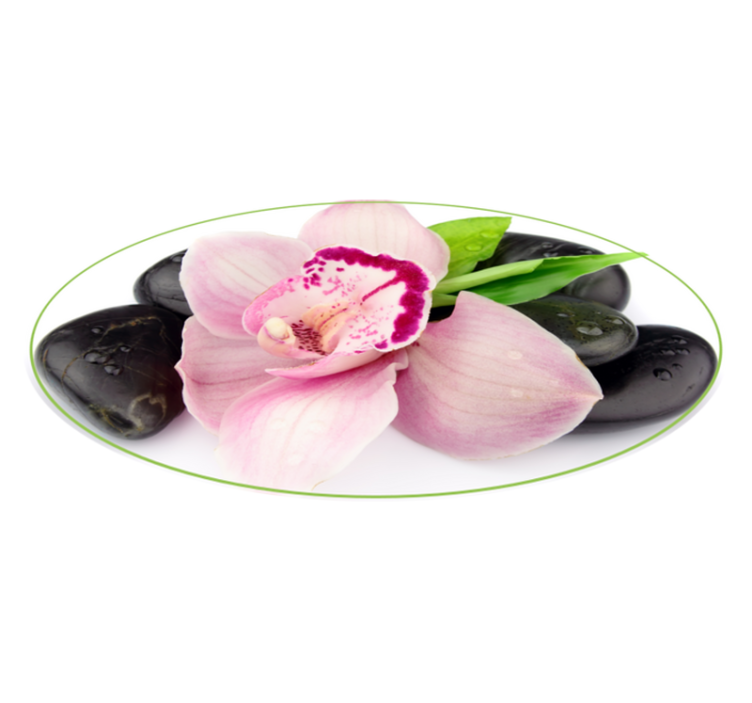 Orquídea rosa com pedras tapete de vinil floral - TenStickers