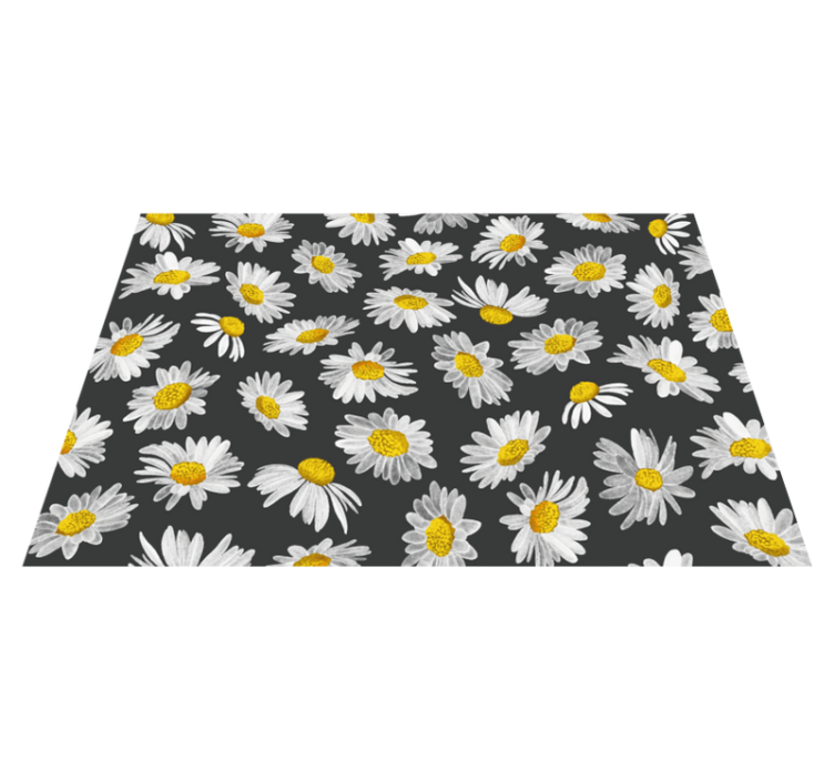 Tapete de vinil floral preto flor margarida - TenStickers