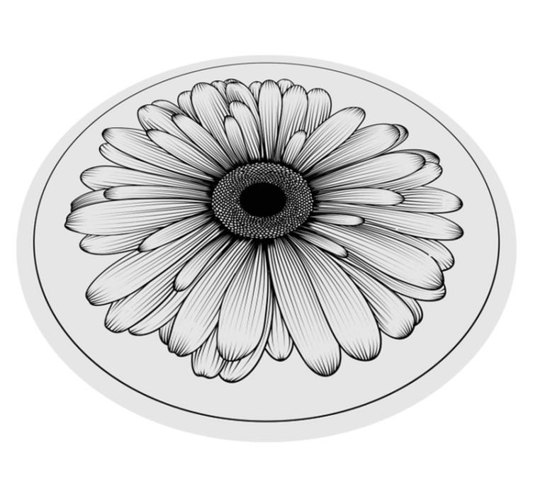 Tapete redondo de vinil floral com flor de margarida - TenStickers