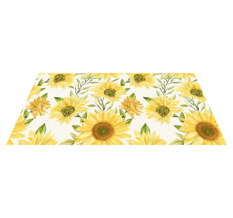 Tapete floral fundo branco girassol - TenStickers
