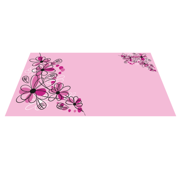 Tapete floral desenhado à mão rosa - TenStickers